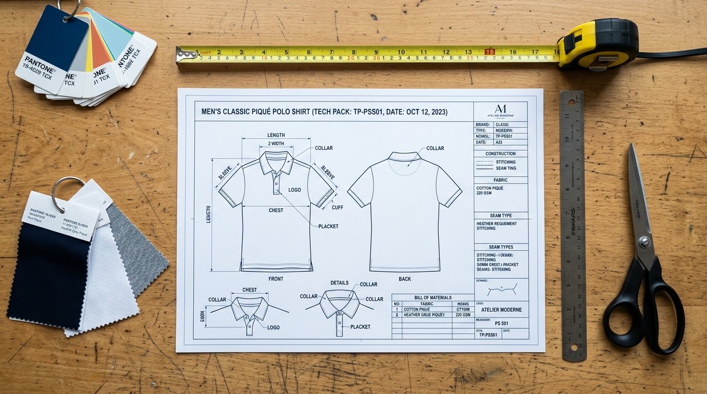 How to Create a Tech Pack for Custom T-Shirt & Polo Manufacturing (Free Factory Template)